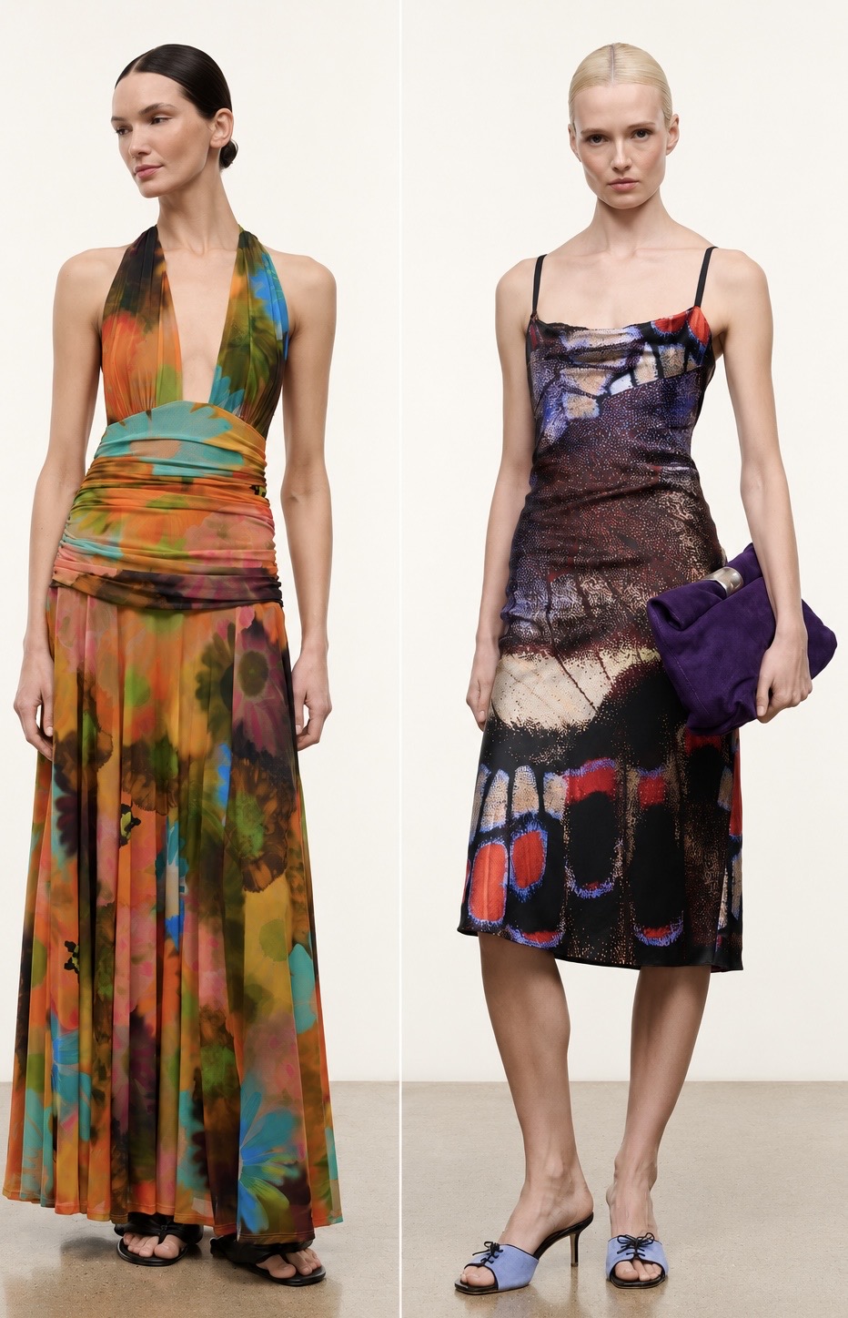 Two printed dresses.